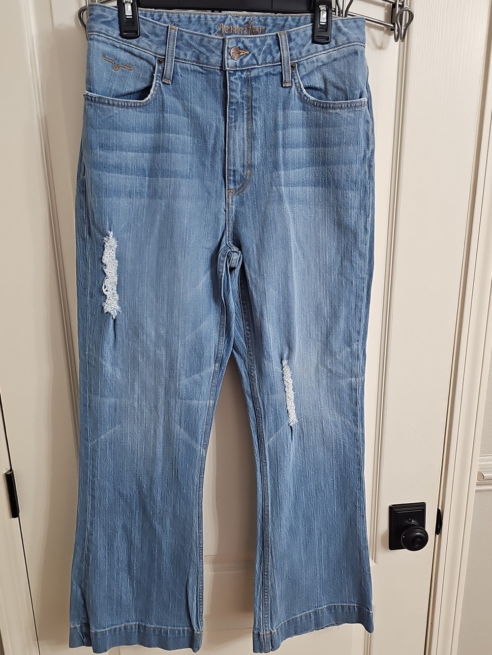 Kimes Ranch Light Blue Distressed Wide Leg Jeans